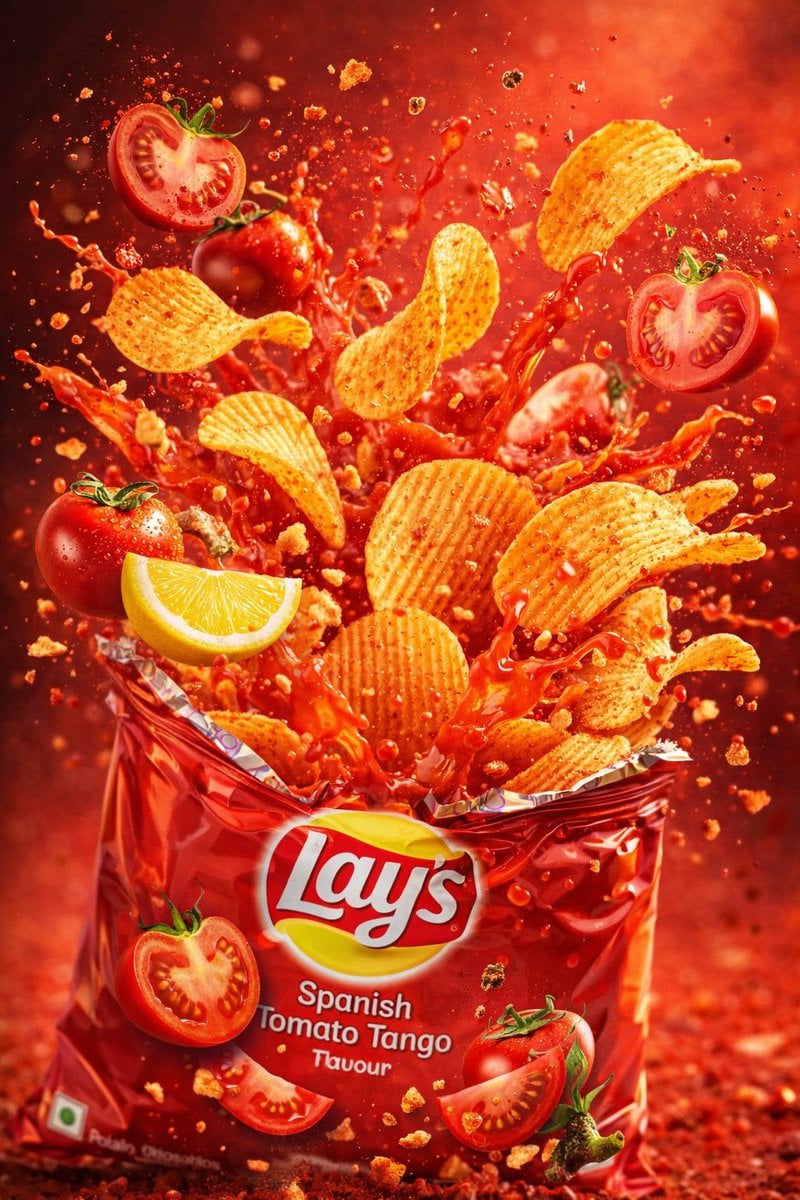 Lay’s Spanish Tomato Tango 薯片爆裂广告模板