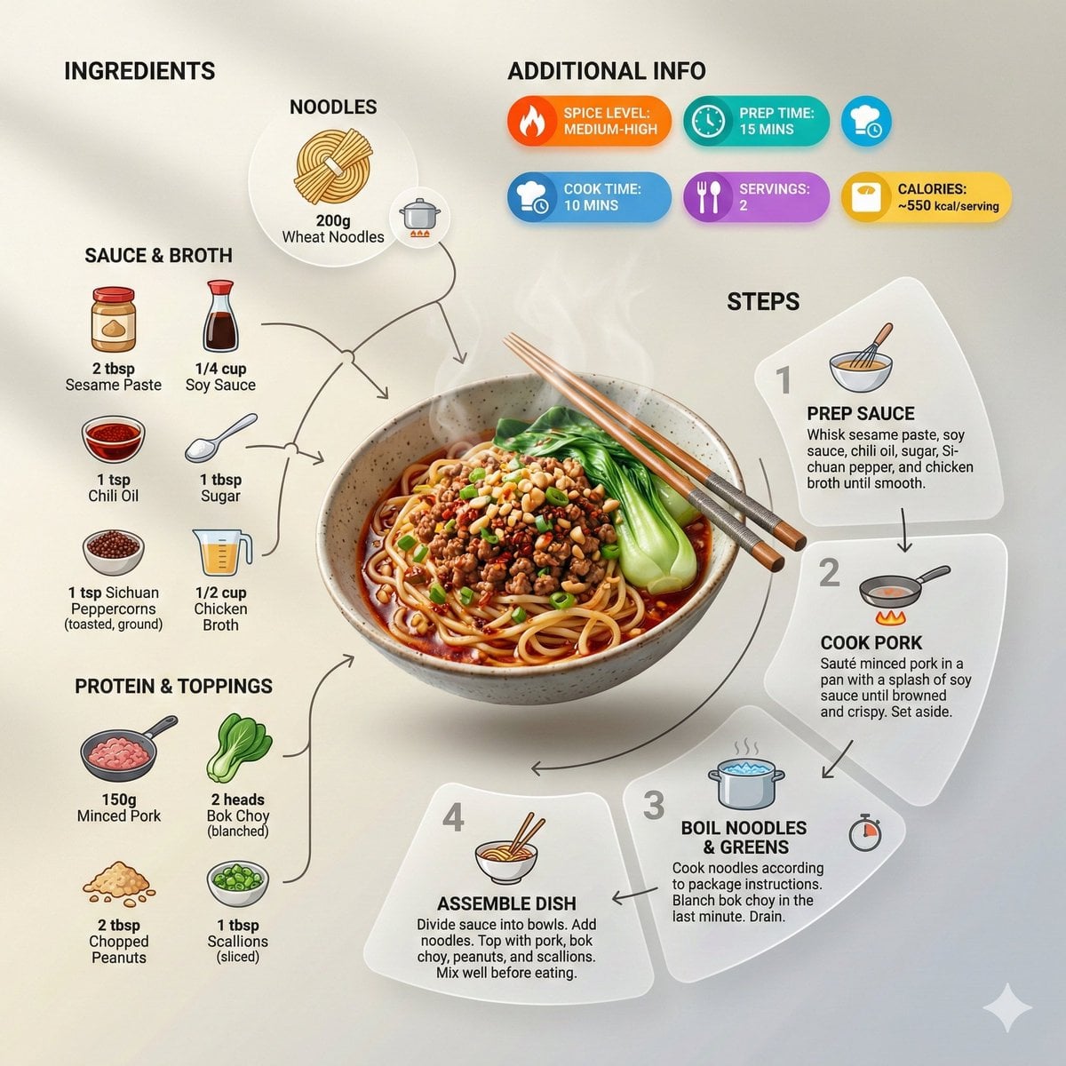 Noodles 现代菜谱信息图模板