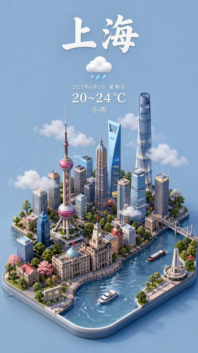 【上海】天气地标等距微缩模板