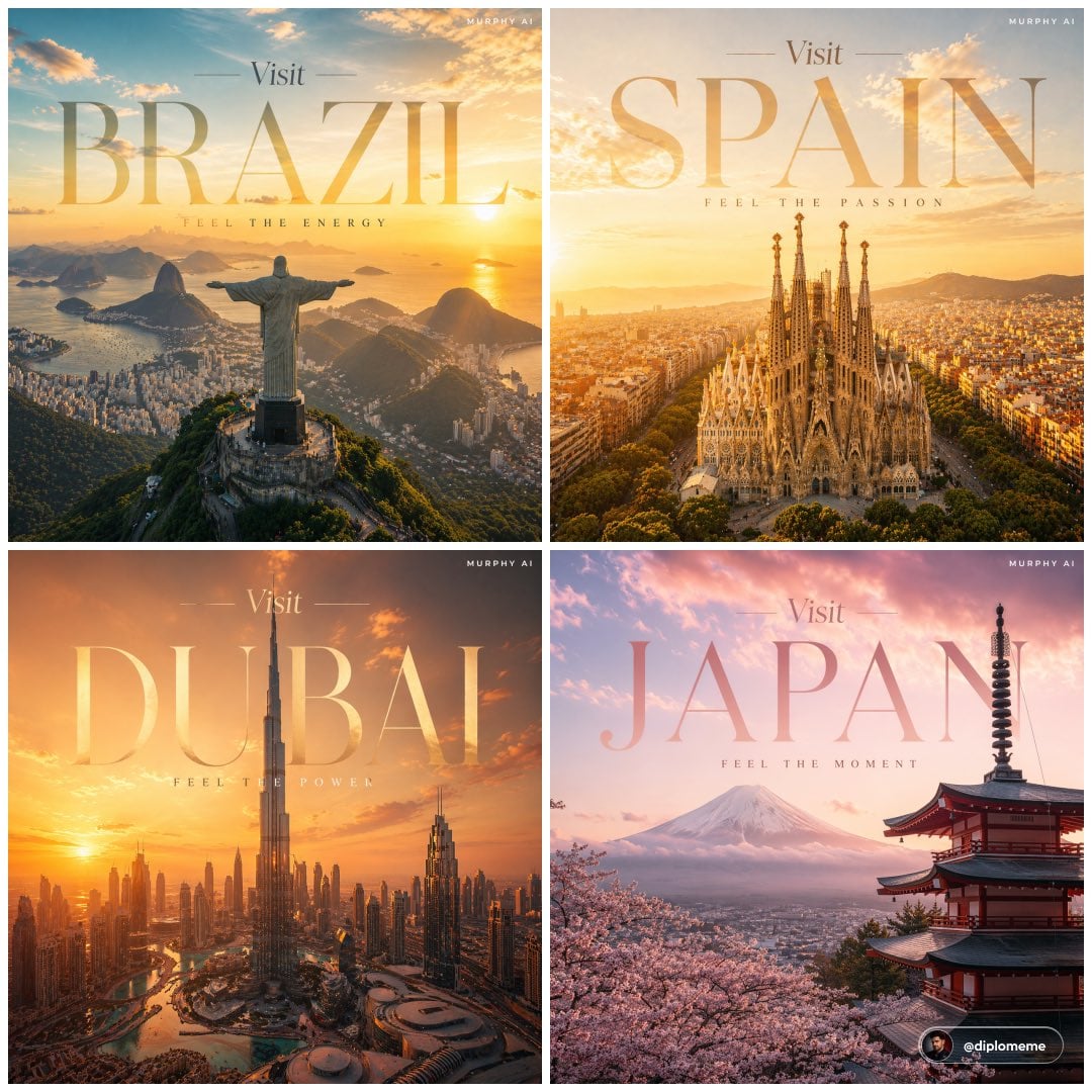 Spain Brazil Dubai 奢华旅游海报模板