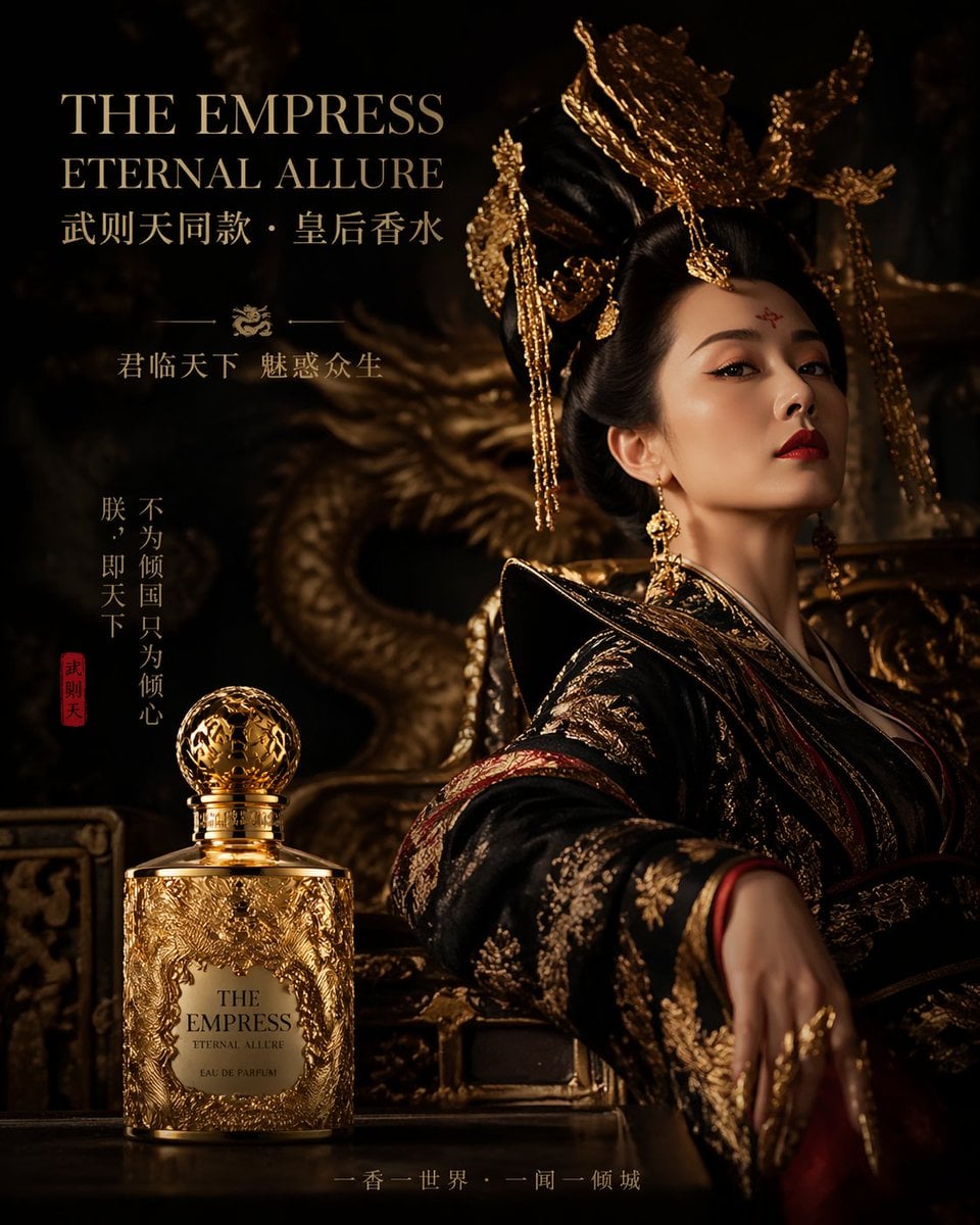 武则天皇后香水暗黑宫廷广告模板